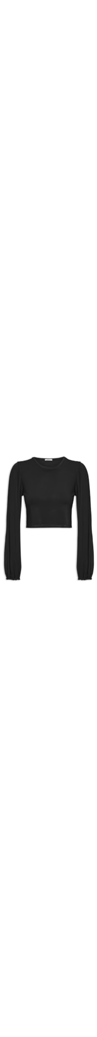 Blusa Cropped Moletinho Manga Bufante - Preto