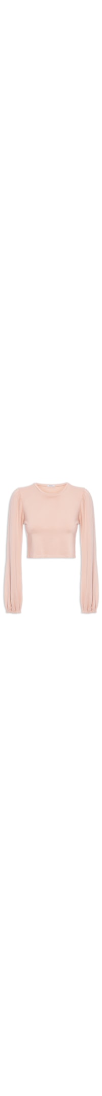 Blusa Cropped Moletinho Manga Bufante - Rosa