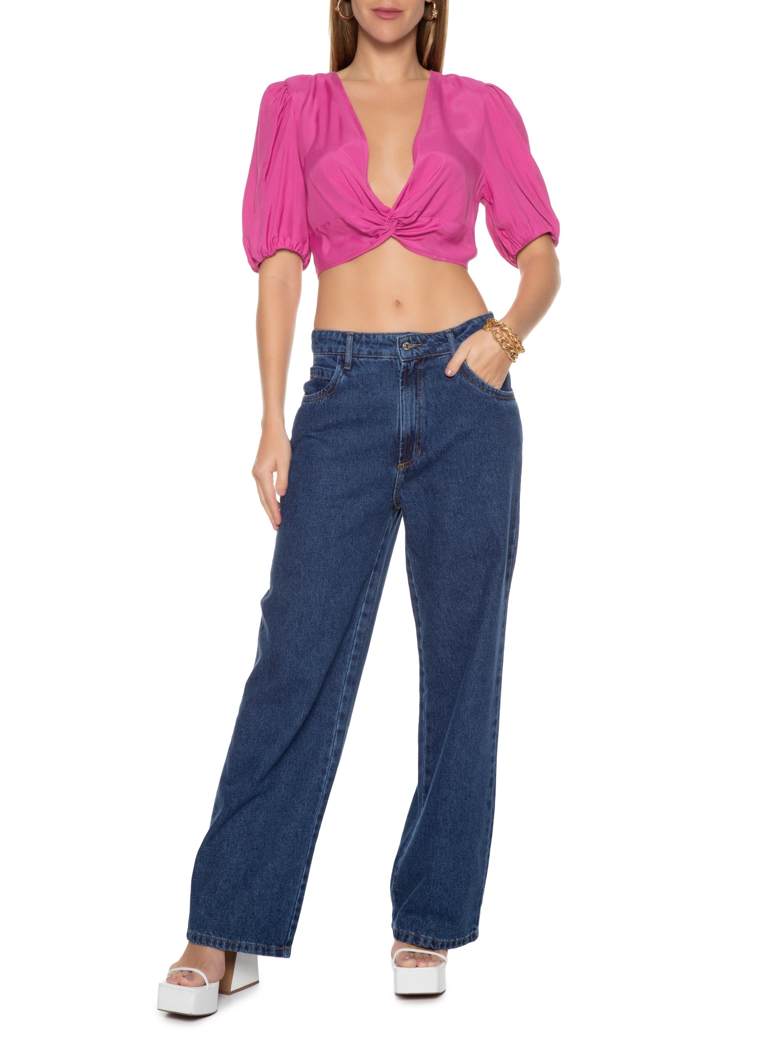 Blusa Cropped Rosa Colcci