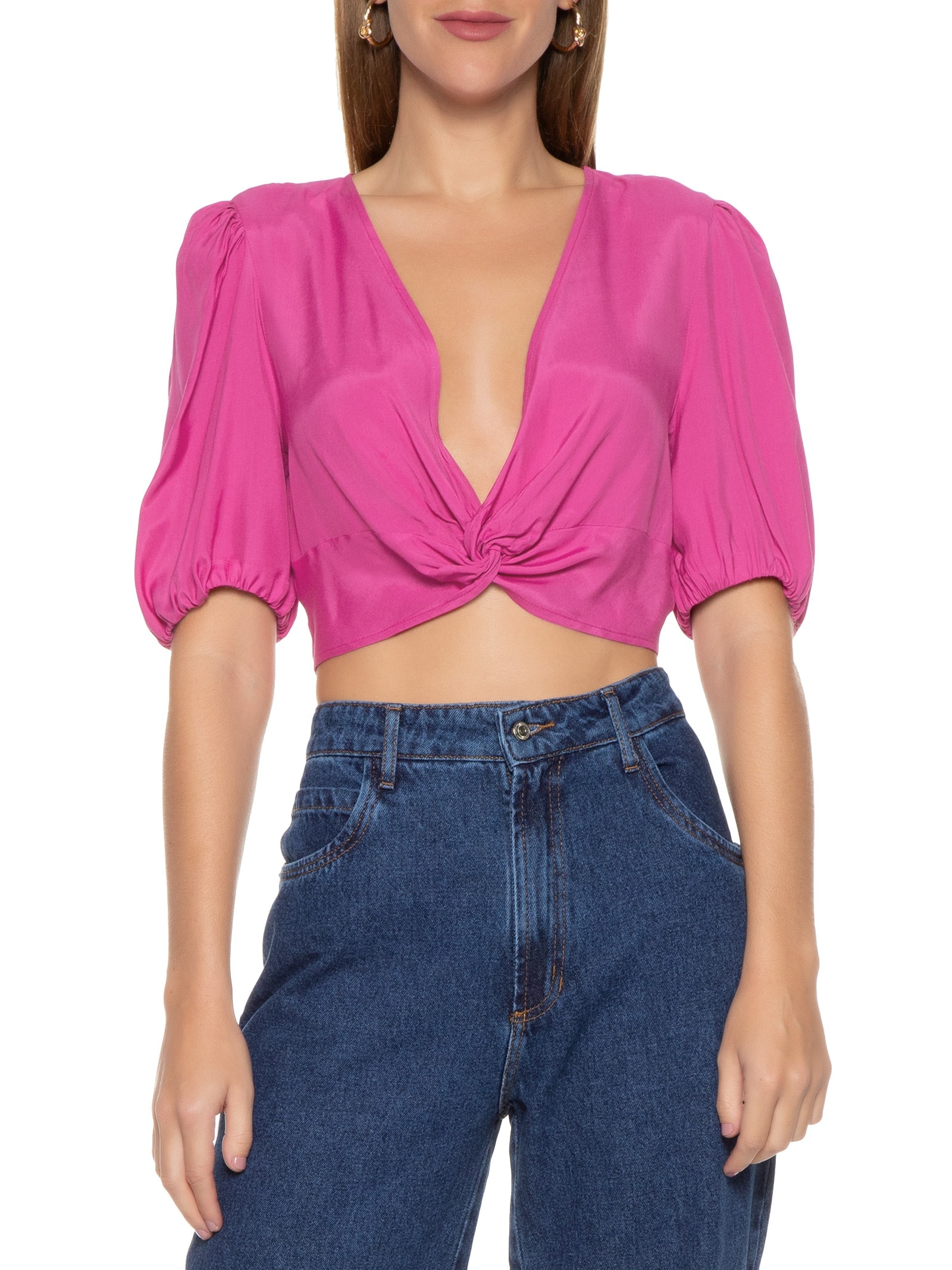 Blusa Cropped Rosa Colcci