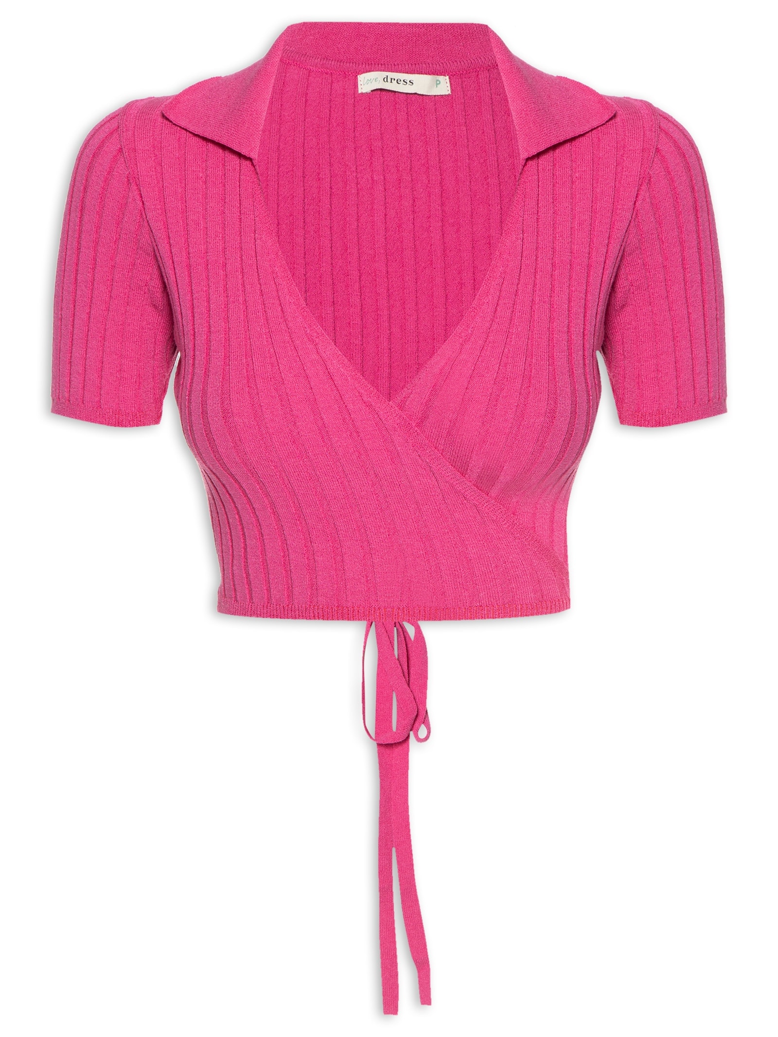 Blusa Cropped Transpassada Tricot Rosa Dress To