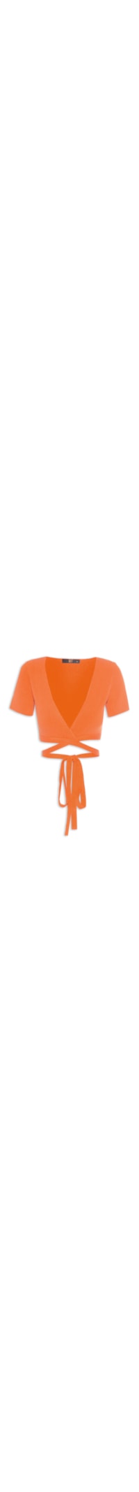 Blusa Cropped Tricot Amarração Luz - Laranja