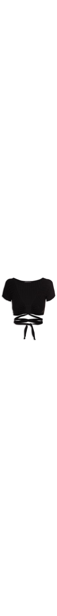 Blusa Cropped Tricot Amarração - Preto