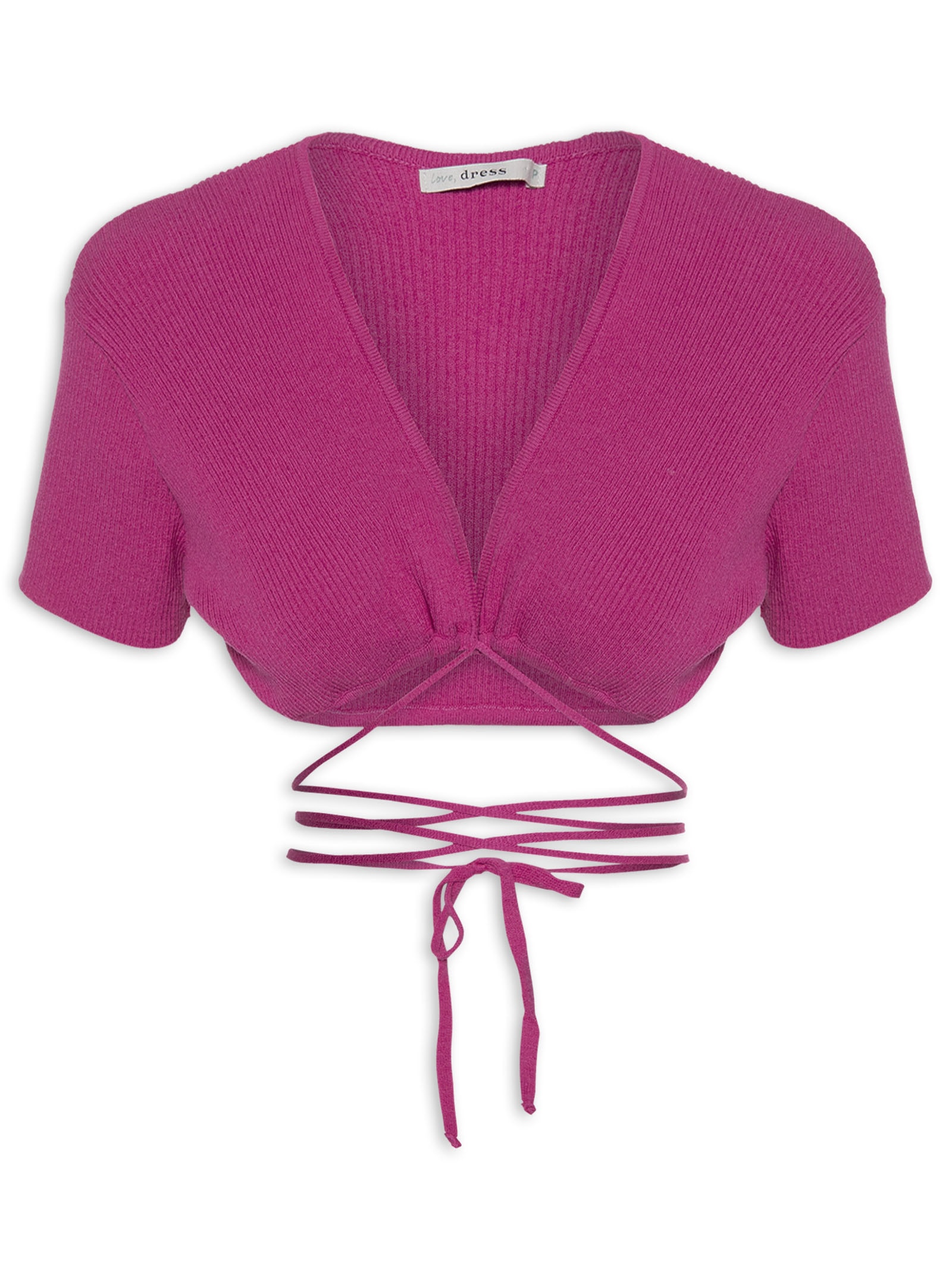 Blusa Cropped Tricot Amarração Rosa Dress To