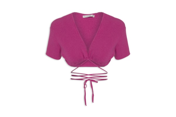 Blusa Cropped Tricot Amarração - Rosa