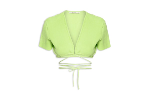 Blusa Cropped Tricot Amarração - Verde