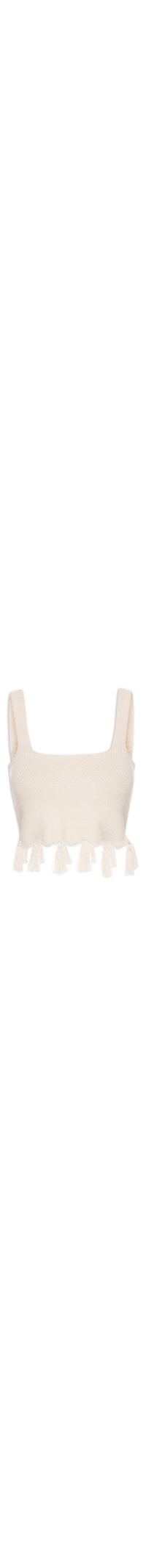 BLUSA CROPPED TRICOT COM TASSEL FEMININA - BEGE