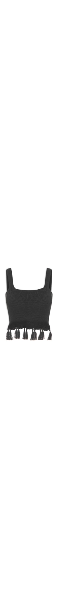 Blusa Cropped Tricot Com Tassel Feminina - Preto
