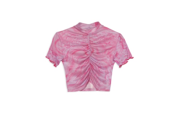 Blusa Cropped Tule Est Ondas - Lilás