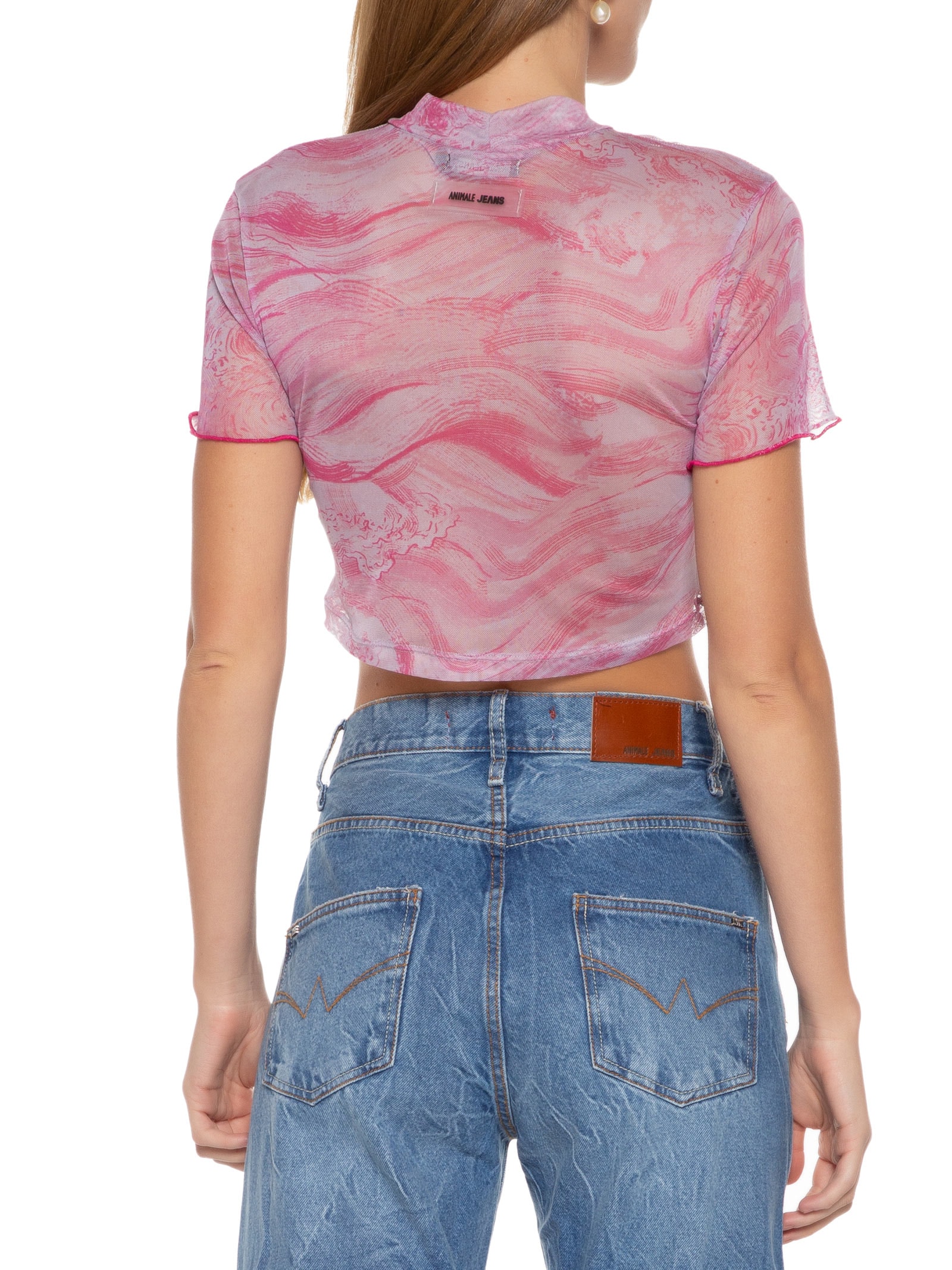 Blusa Cropped Tule Est Ondas Lilás Animale Jeans
