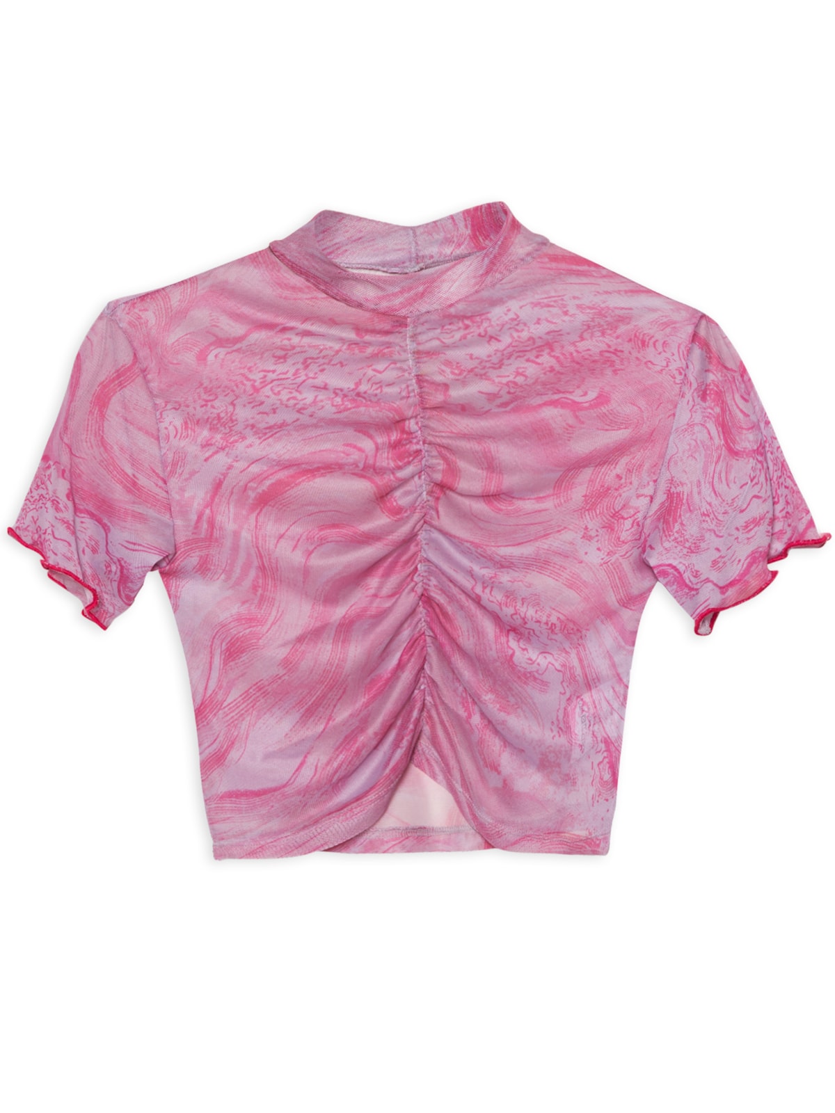 Vista 2 Blusa Cropped Tule Est Ondas - Lilás ROXO ROXO