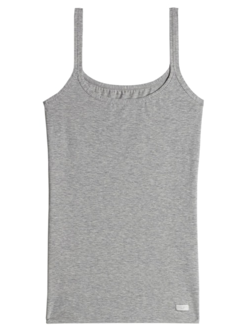 Blusa De Alcas Finas Em Algodao Natural - Cinza