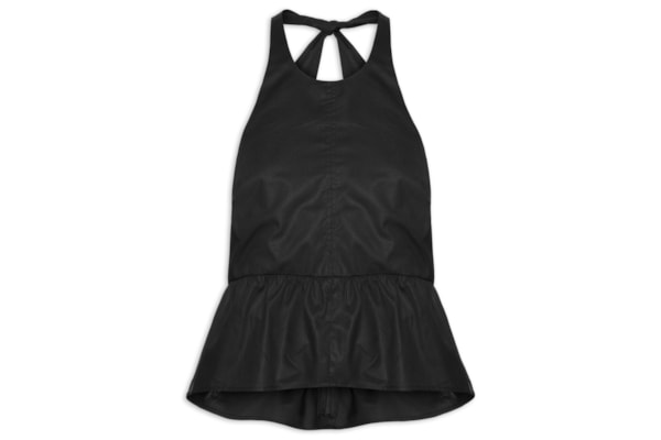 Blusa De Algodão Peplum Frente Única Preta - Preto