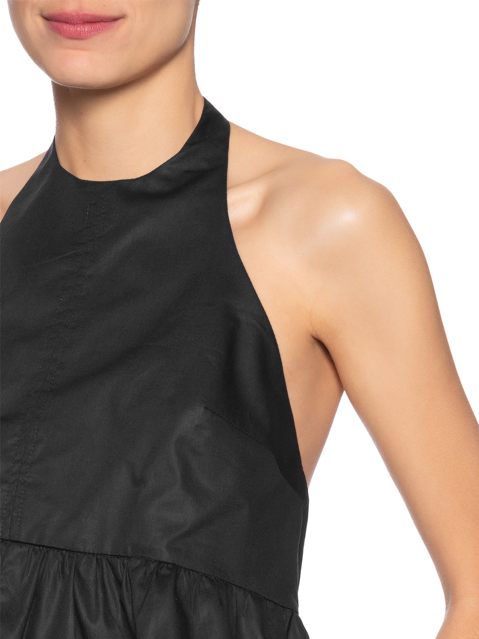 Blusa De Algodão Peplum Frente Única Preta Preto Animale