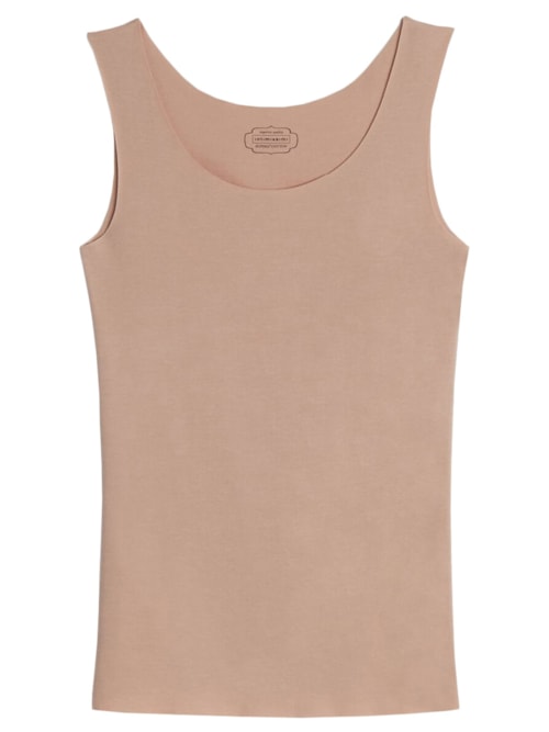 Blusa De Algodão Supima® Decote Redondo Corte a Laser - Bege