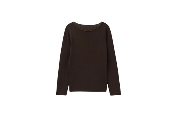 Blusa De Manga Comprida 100% Cashmere - Marrom