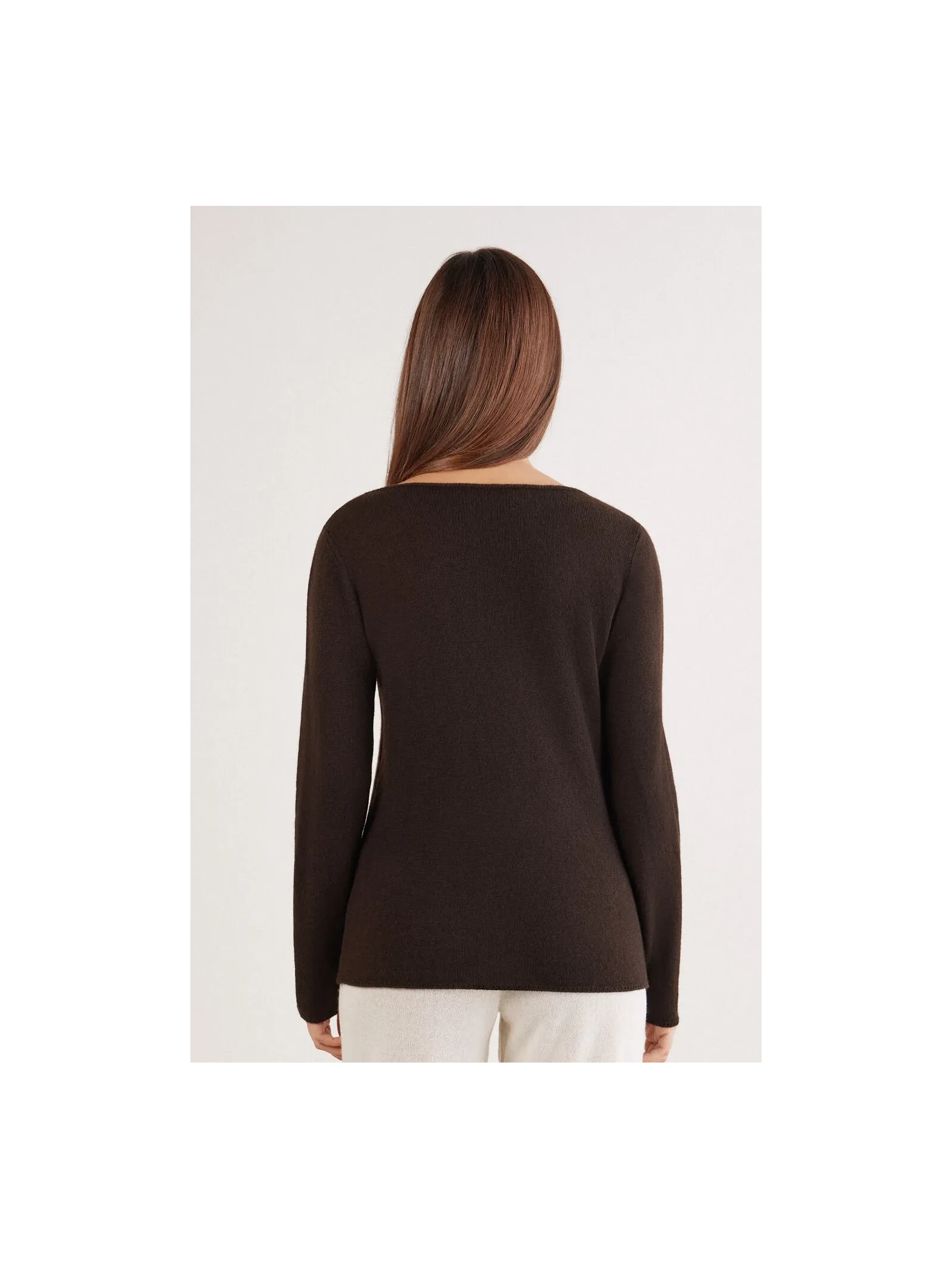Blusa De Manga Comprida 100% Cashmere Marrom Intimissimi