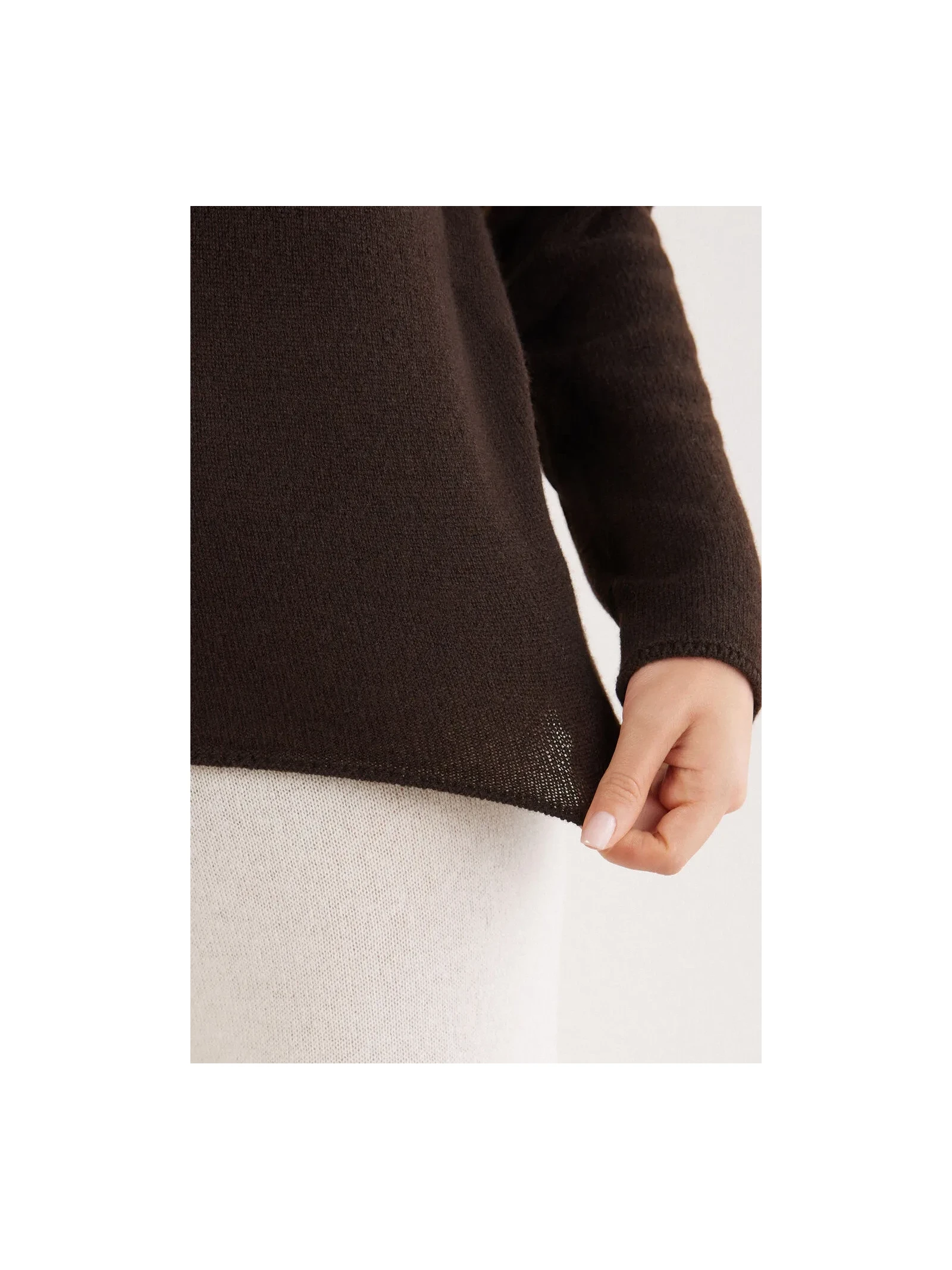 Blusa De Manga Comprida 100% Cashmere Marrom Intimissimi