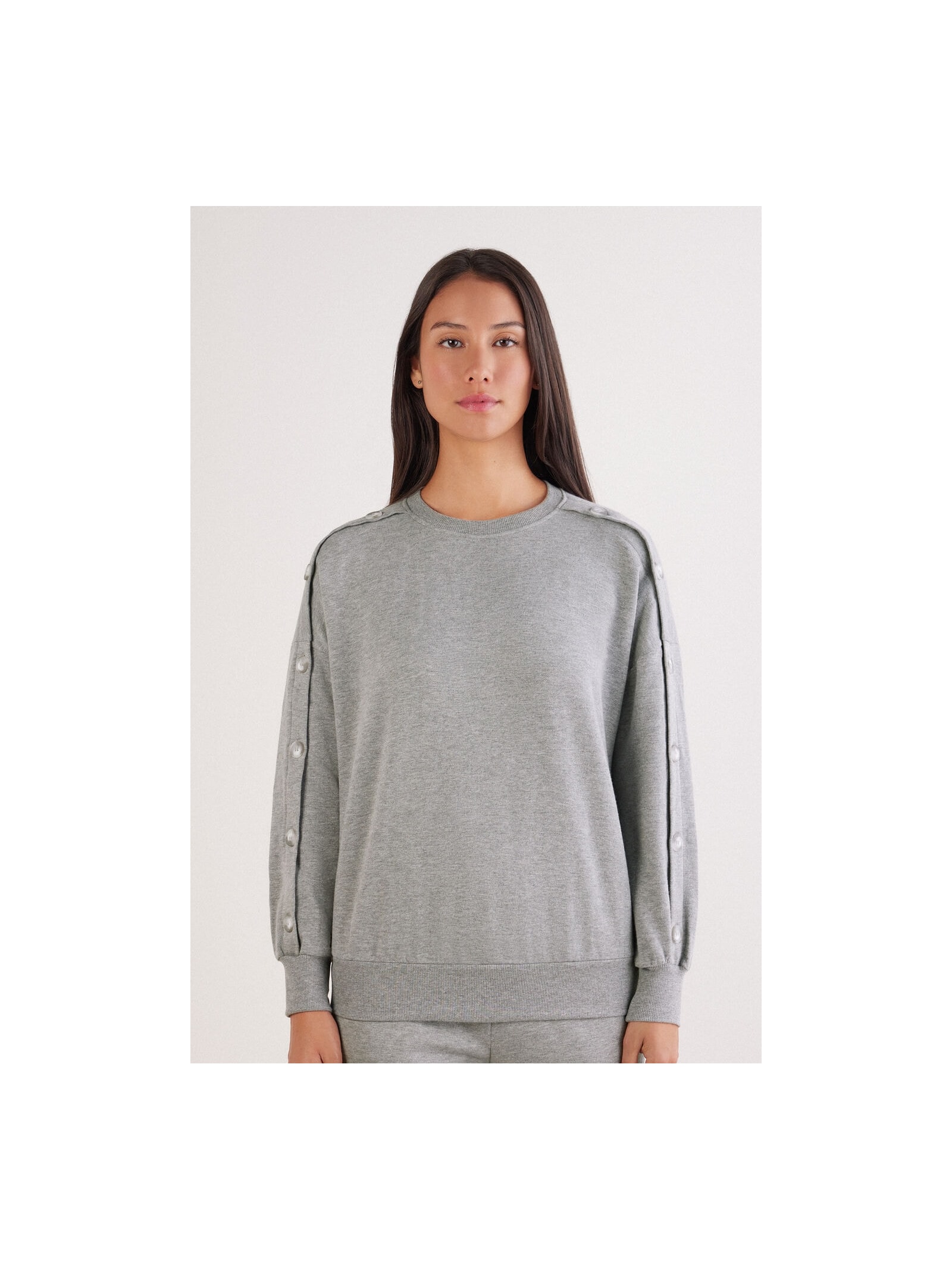 Blusa De Manga Comprida Com Botões Coraline Casual Cinza Intimissimi