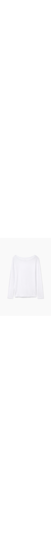 Blusa De Manga Comprida Com Decote Barco Em Micromodal - Branco