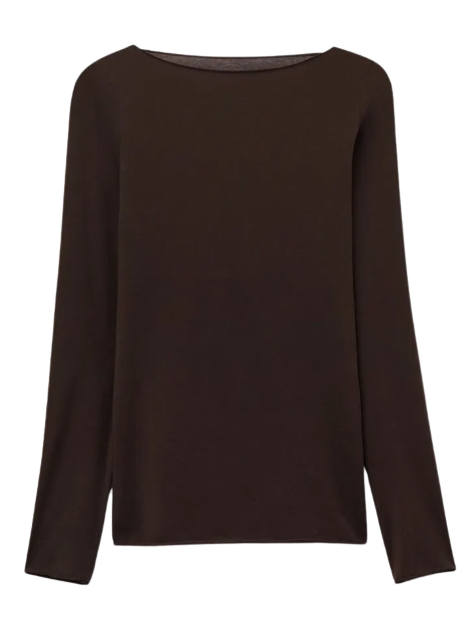 Blusa De Manga Comprida Com Decote Canoa Em Algodão Ultralight Marrom Intimissimi