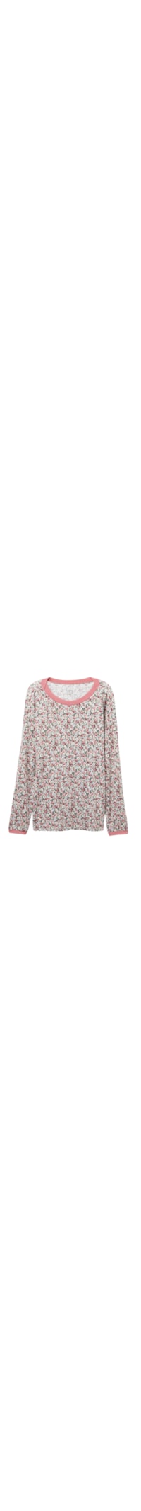 Blusa De Manga Comprida Com Decote Canoa Floral Romance - Rosa