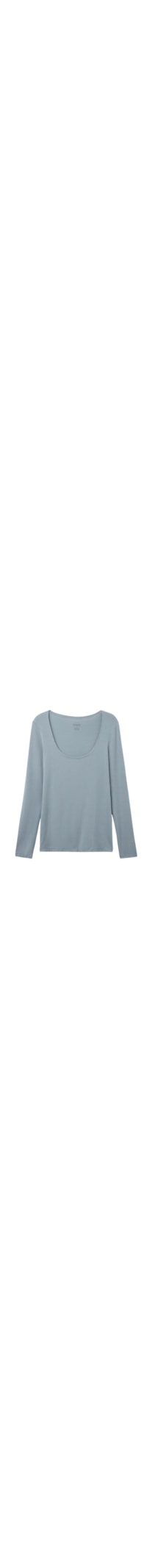 Blusa De Manga Comprida Com Decote Em u Em Micromodal - Azul
