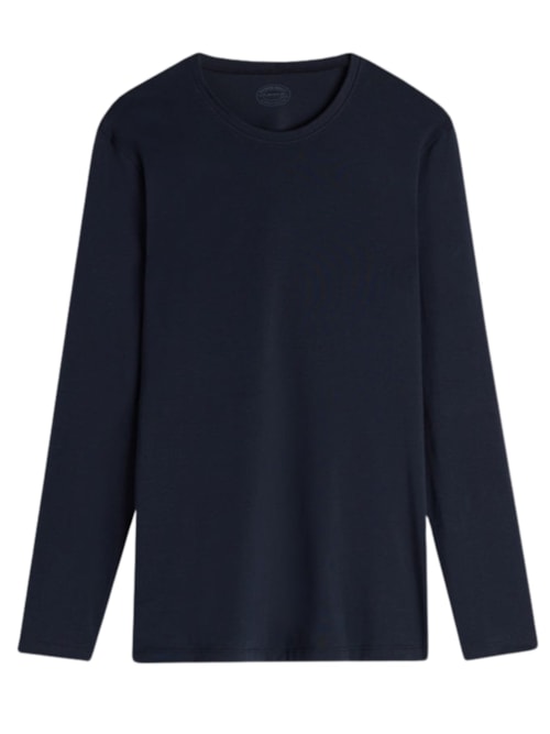 Blusa De Manga Comprida De Algodão Supima Elástico – Azul