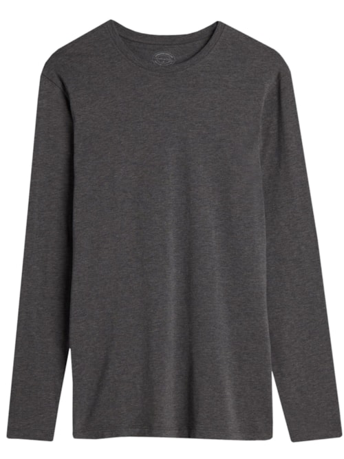 Blusa De Manga Comprida De Algodão Supima Elástico - Cinza
