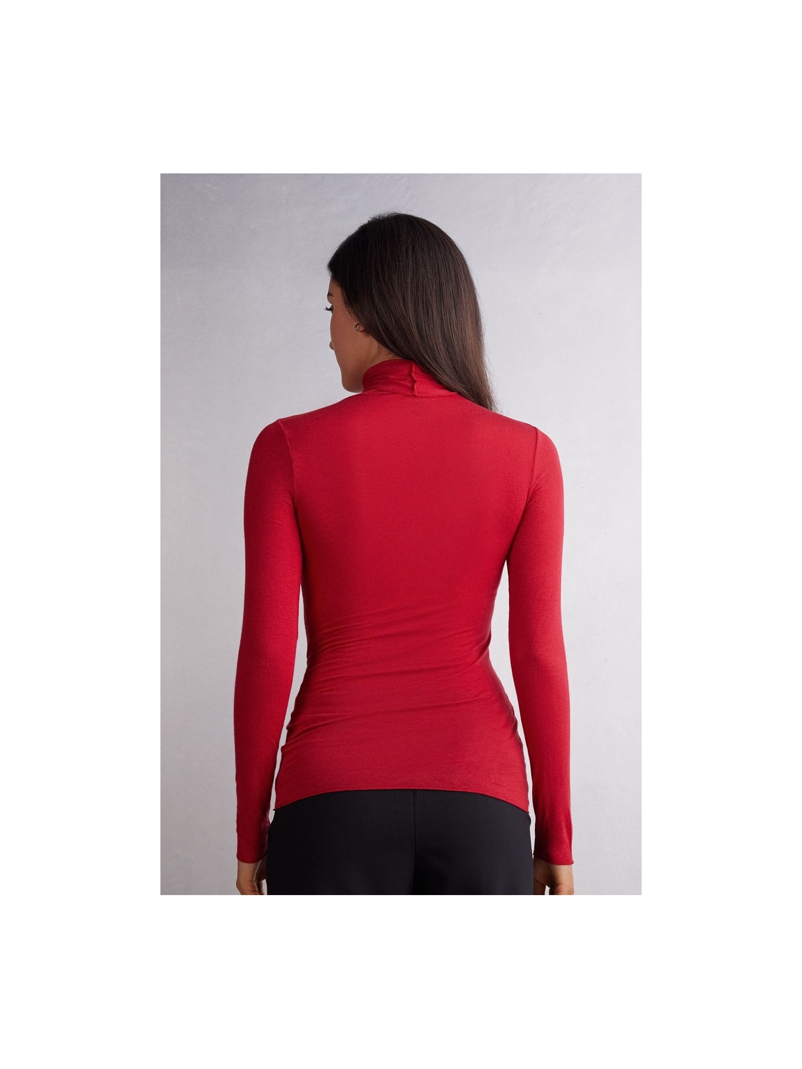 Blusa De Manga Comprida e Gola Alta Em Modal e Cashmere Ultraleve Vermelho Intimissimi