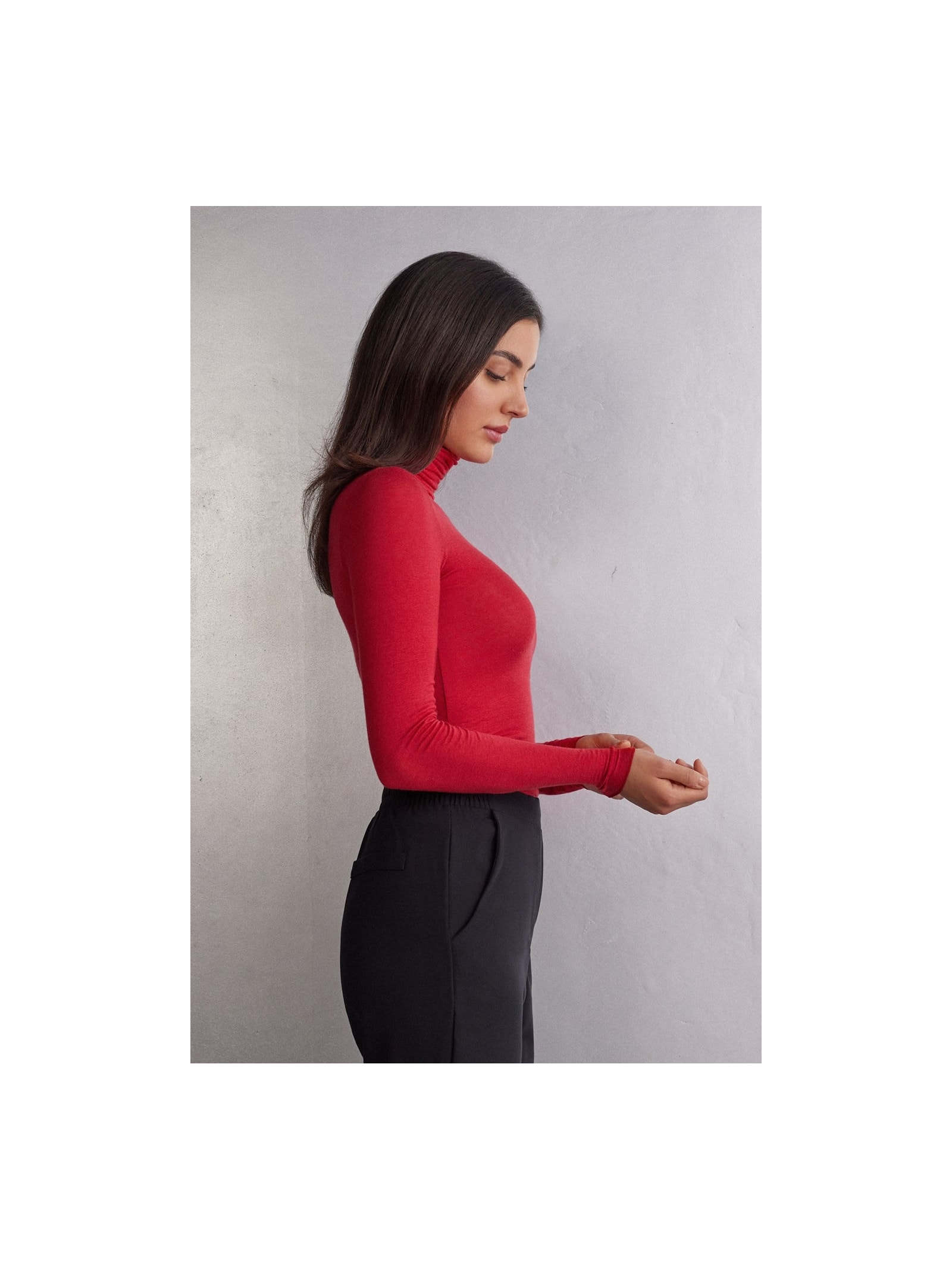 Blusa De Manga Comprida e Gola Alta Em Modal e Cashmere Ultraleve Vermelho Intimissimi