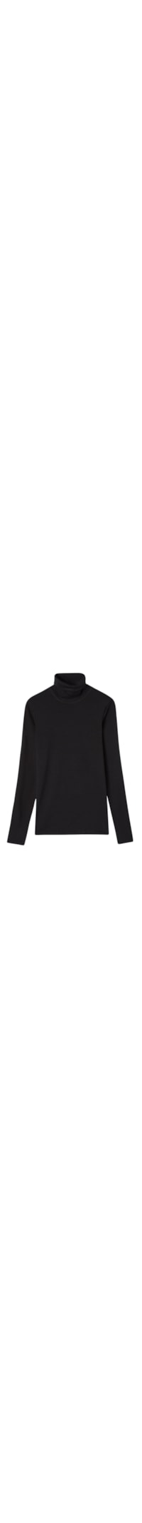 Blusa De Manga Comprida e Gola Alta Wool & Cotton - Preto