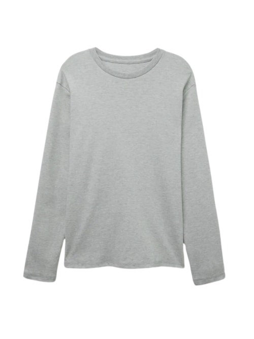 Blusa De Manga Comprida Em Algodão – Cinza