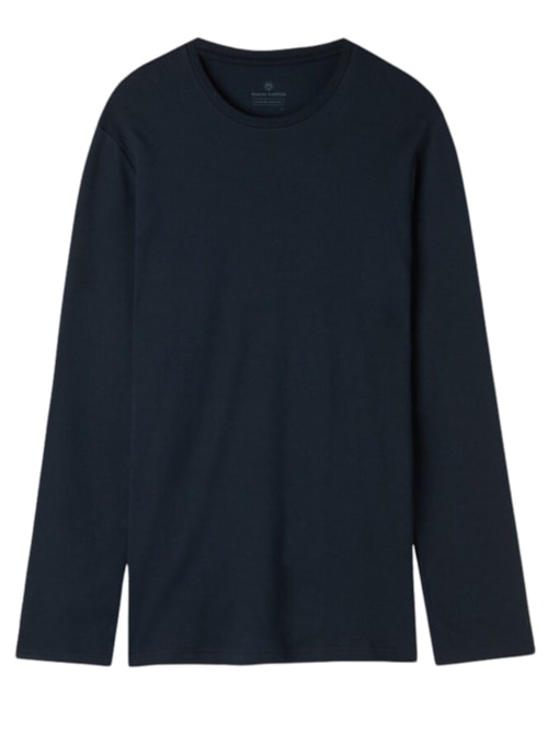 Blusa De Manga Comprida Em Algodão Quente – Azul