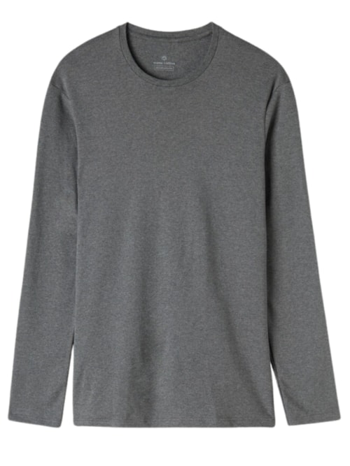 Blusa De Manga Comprida Em Algodão Quente – Cinza