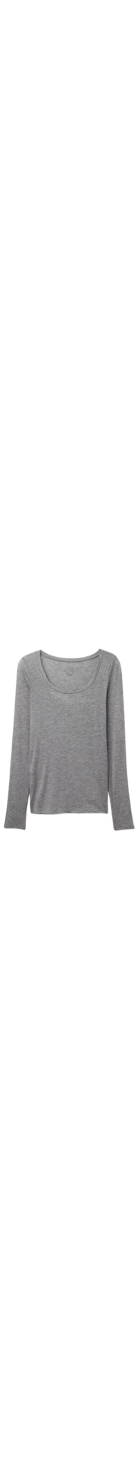 Blusa De Manga Comprida Em Cashmere Ultralight Com Decote Em u - Cinza