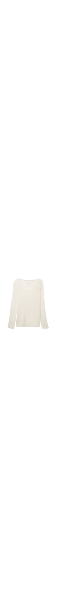 Blusa De Manga Comprida Em Cashmere Ultralight Com Decote Em u - Marfim