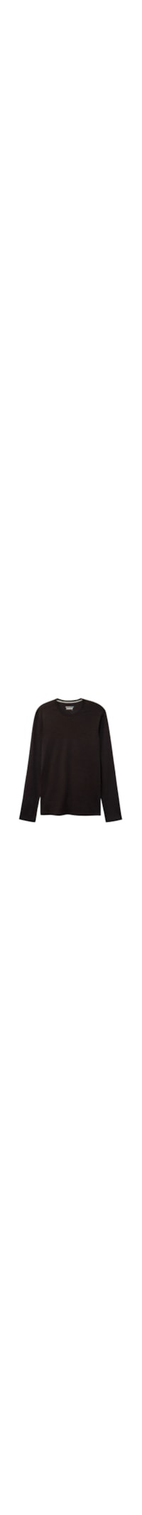 Blusa De Manga Comprida Em Lã Merino Com Decote Redondo - Marrom