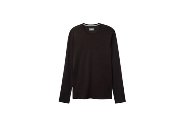 Blusa De Manga Comprida Em Lã Merino Com Decote Redondo - Marrom