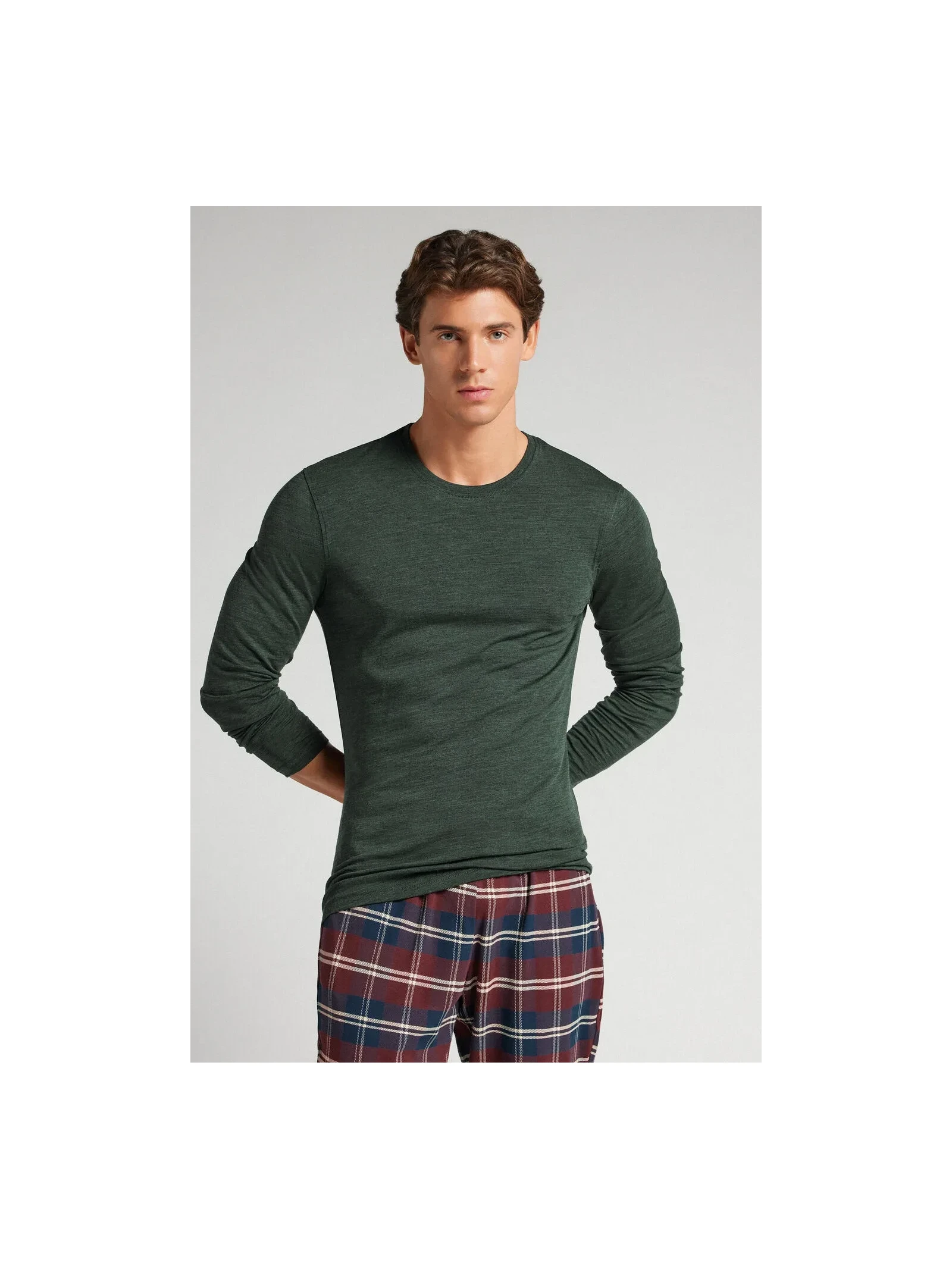 Blusa De Manga Comprida Em Lã Merino Com Decote Redondo Verde Intimissimi