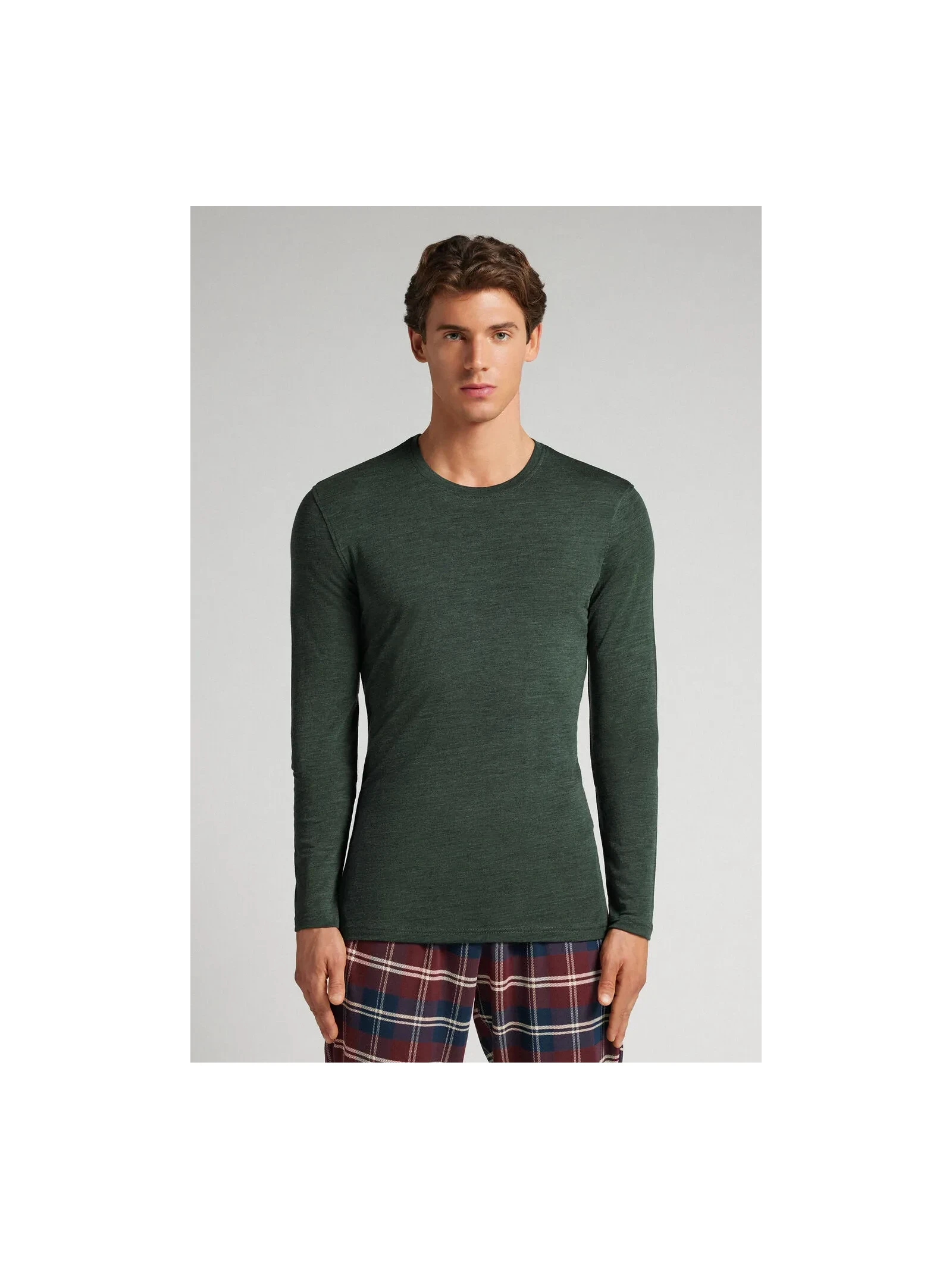 Blusa De Manga Comprida Em Lã Merino Com Decote Redondo Verde Intimissimi