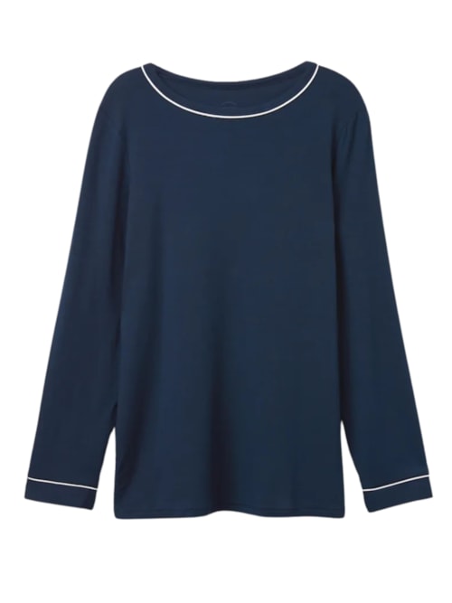 Blusa De Manga Comprida Em Modal – Azul