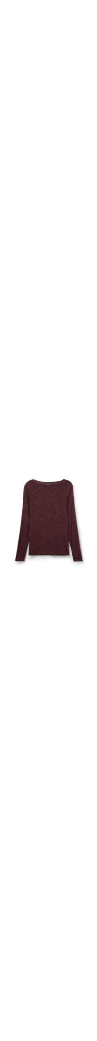 Blusa De Manga Comprida Em Modal Com Cashmere Lamê - Bordô