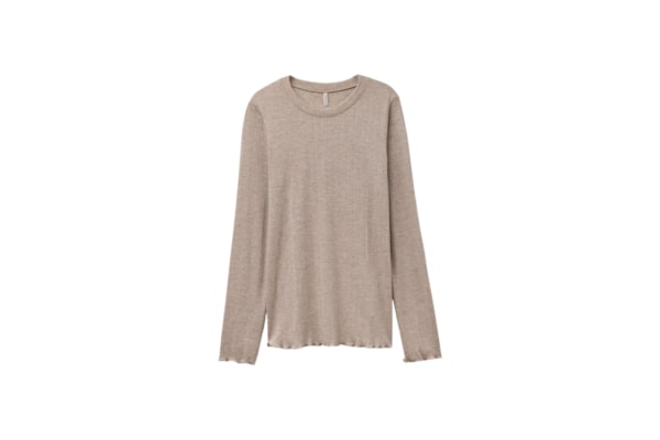 Blusa De Manga Comprida Em Modal Com Cashmere Luxury Softness - Marrom