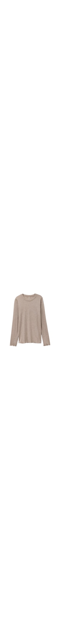Blusa De Manga Comprida Em Modal Com Cashmere Luxury Softness - Marrom