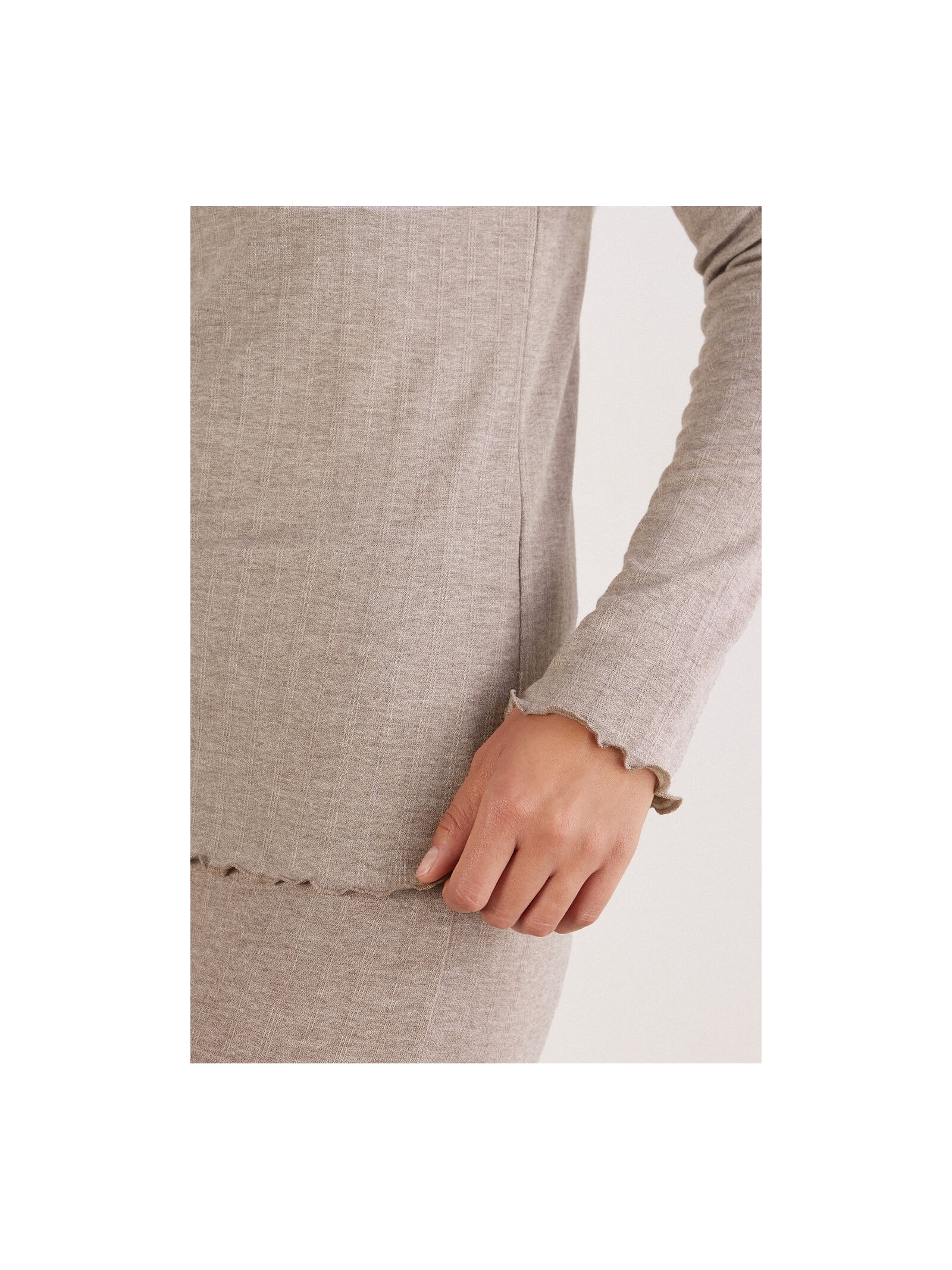 Blusa De Manga Comprida Em Modal Com Cashmere Luxury Softness Marrom Intimissimi