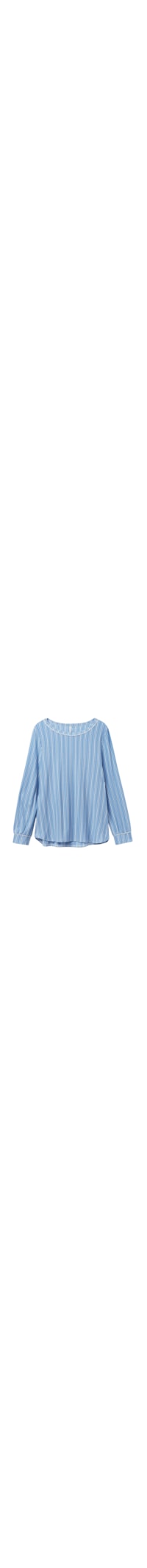 Blusa De Manga Comprida Em Modal Oxford Stripes - Azul