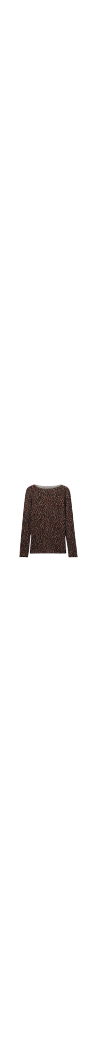 Blusa De Manga Comprida Em Modal Ultralight Com Cashmere Com Estampa Animal Print - Marrom