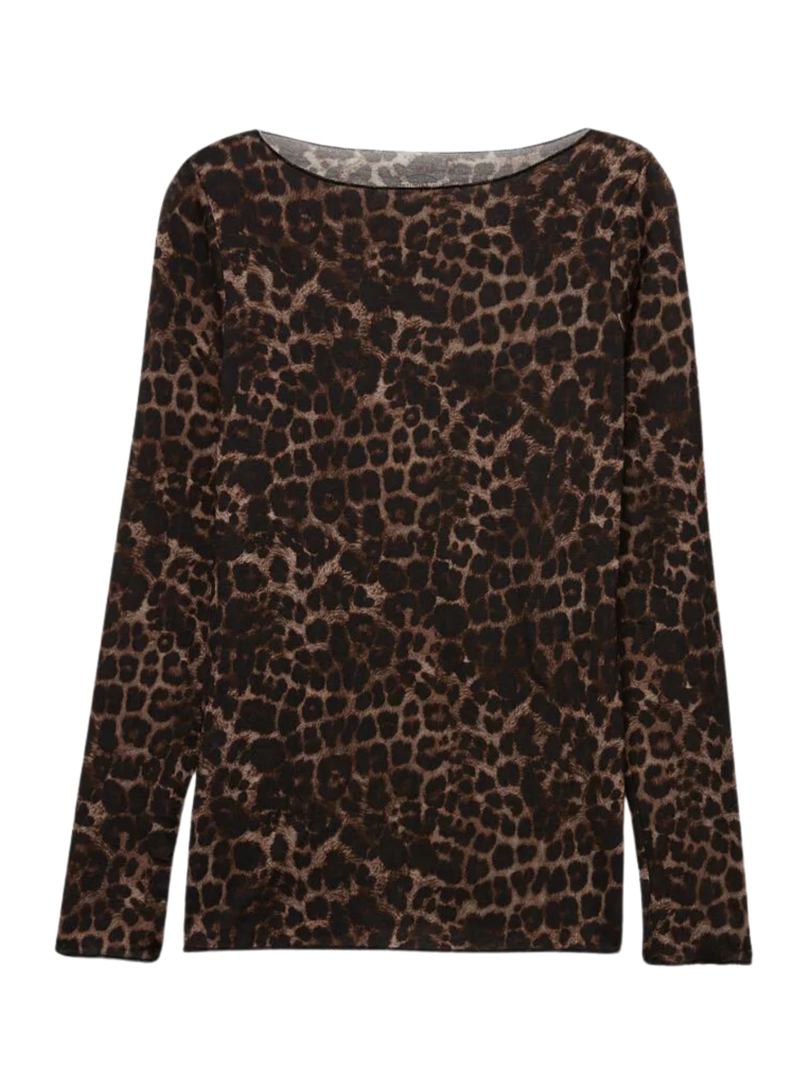 Blusa De Manga Comprida Em Modal Ultralight Com Cashmere Luxurious Leopard Marrom Intimissimi