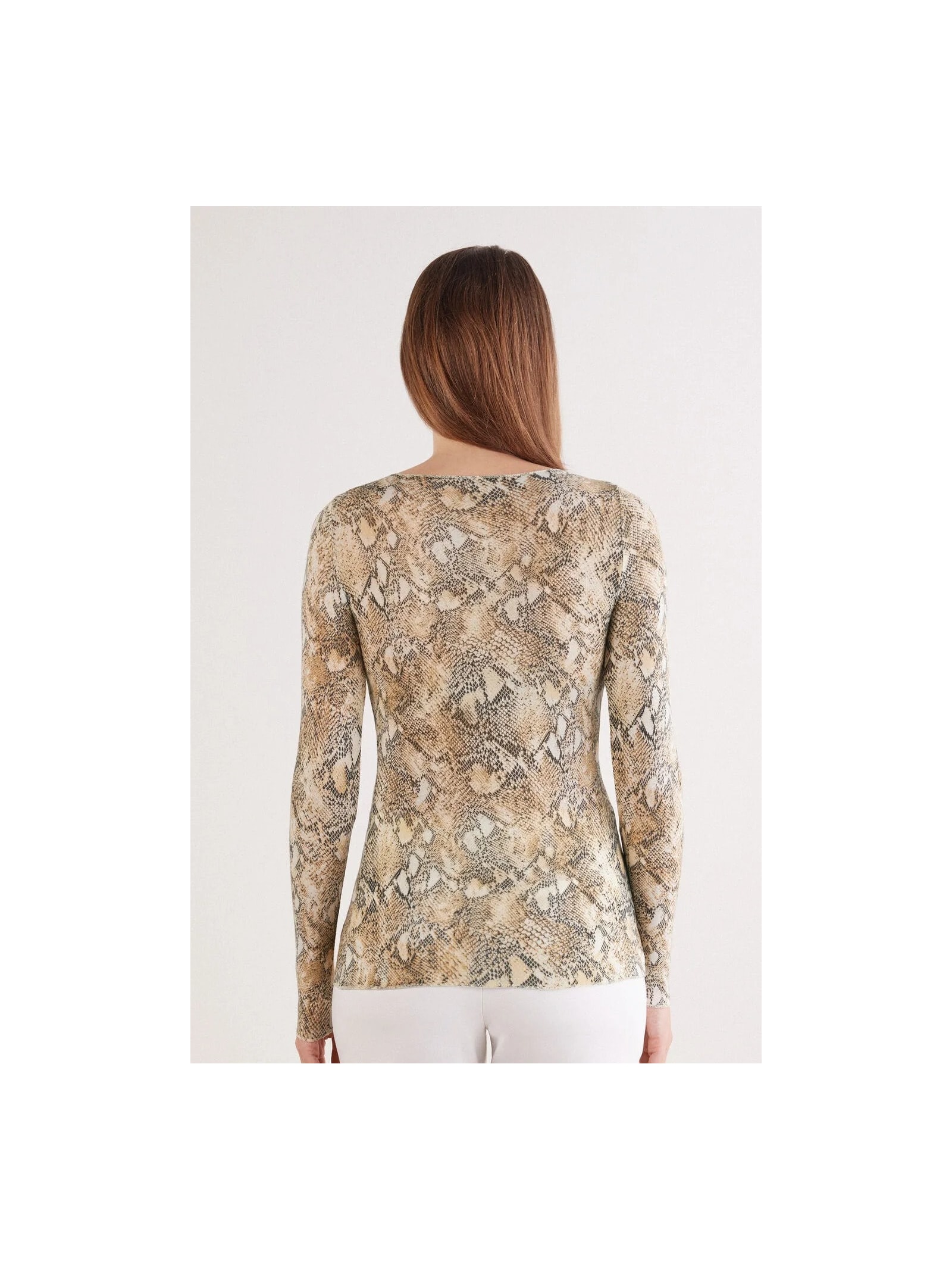 Blusa De Manga Comprida Em Modal Ultralight Com Cashmere Seductive Glamour Marrom Intimissimi